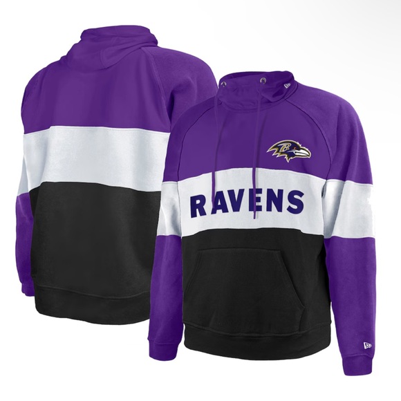 New Era Other - NWT Men’s 3XL New Era Baltimore Ravens Colorblock Raglan Fleece Hoodie